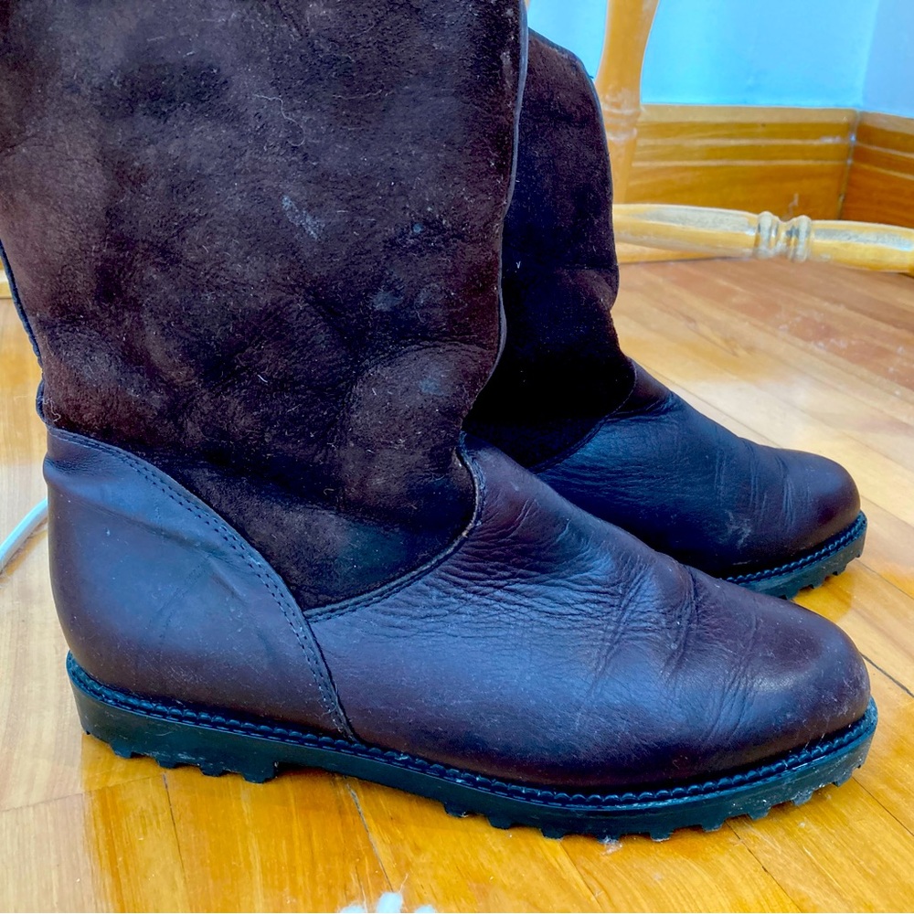 Blondo brown leather & suede sheepskin winter boots, US 8.5. Made in Canada.